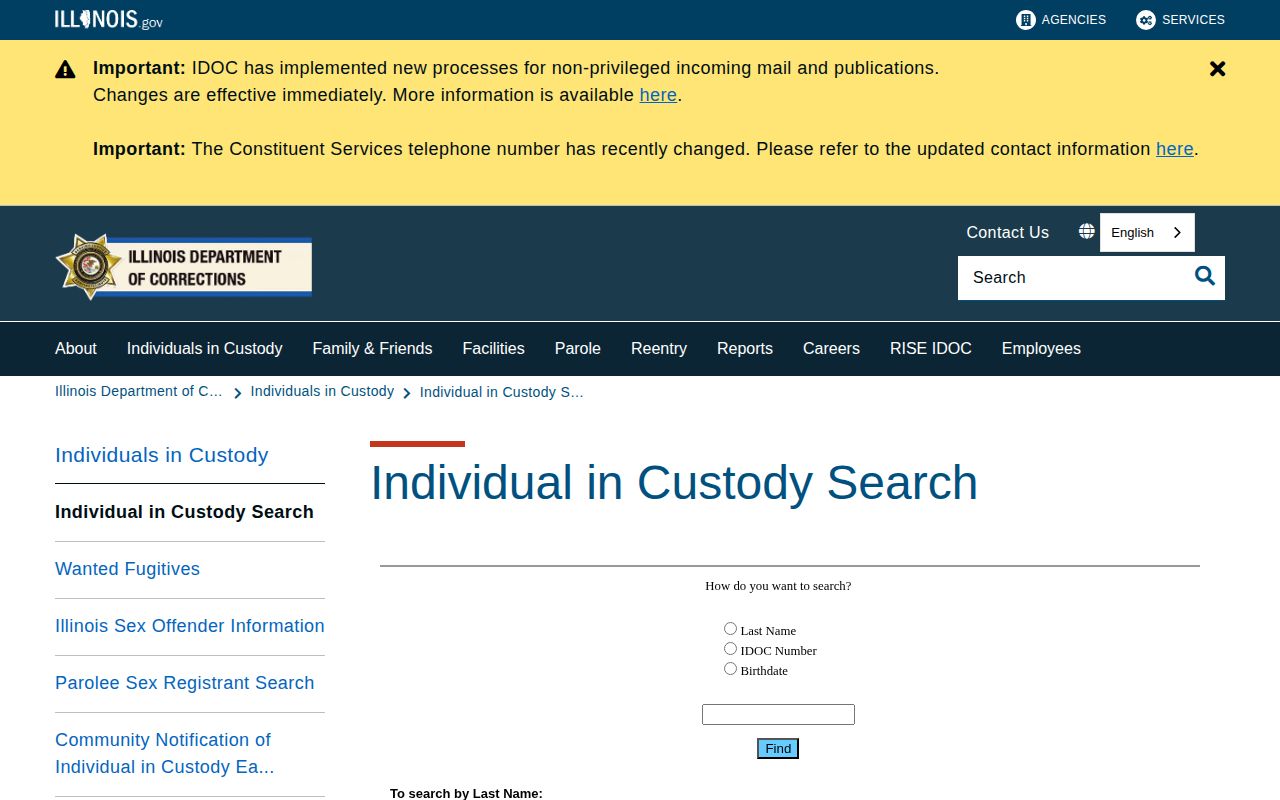 Illinois IDOC state-custody offender search for Jasper County records