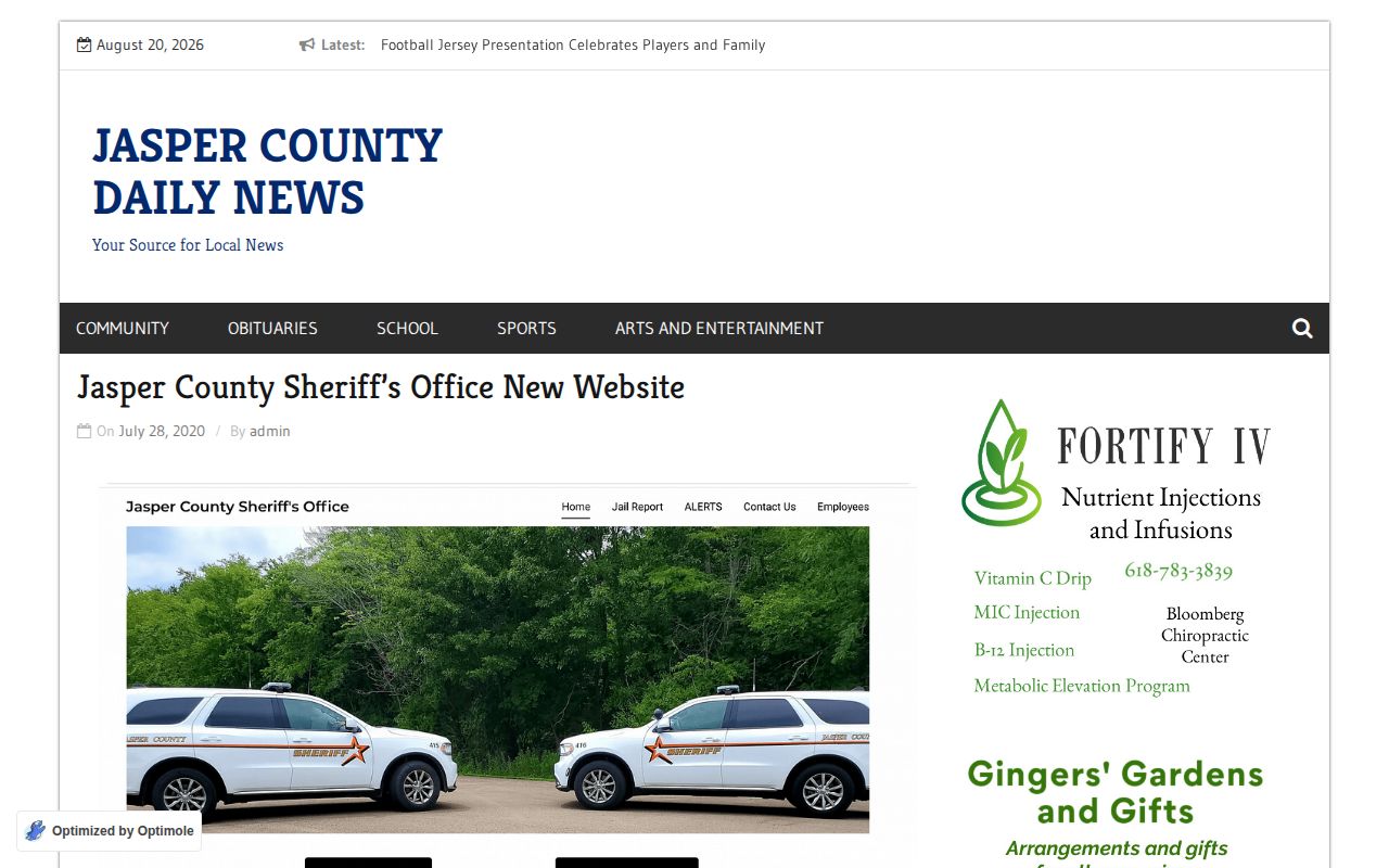 Jasper County Daily News report about official sheriff crime-record sources