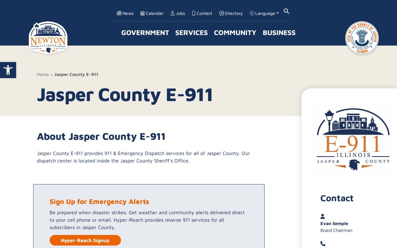 Jasper County E-911 official safety and emergency contact source