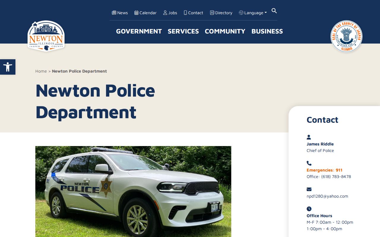 Newton Police Department official arrest-record source for Jasper County, Illinois